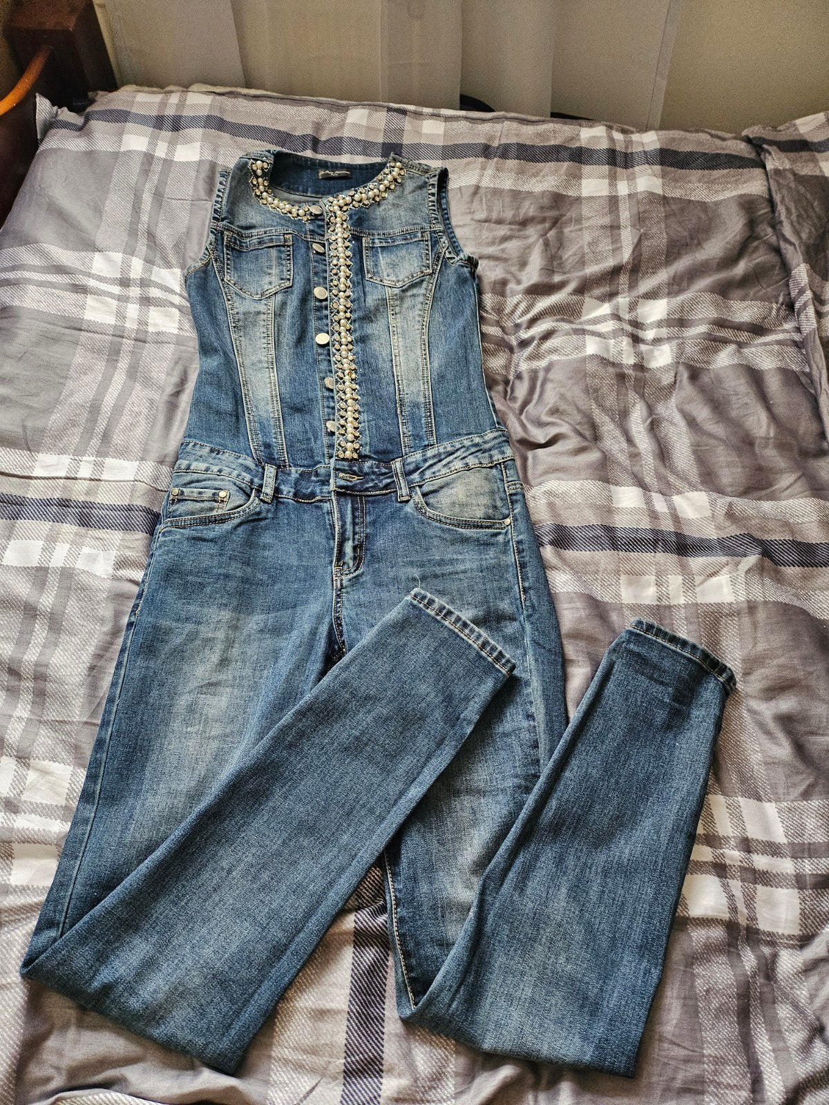 Jumpsuit Le Petite Parisienne met parels en strass, Kleding | Dames, Jumpsuits, Blauw, Le Petite Parisienne, Ophalen of Verzenden