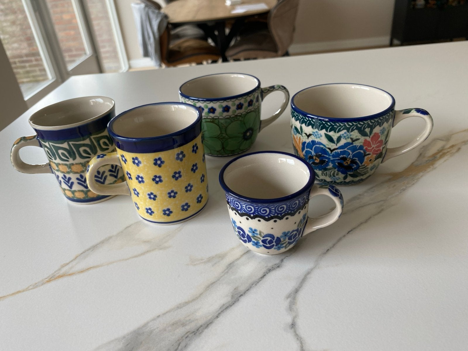 Set van 5 handgemaakte Poolse keramische mokken, Overige merken, Keramiek, Zo goed als nieuw, Overige stijlen