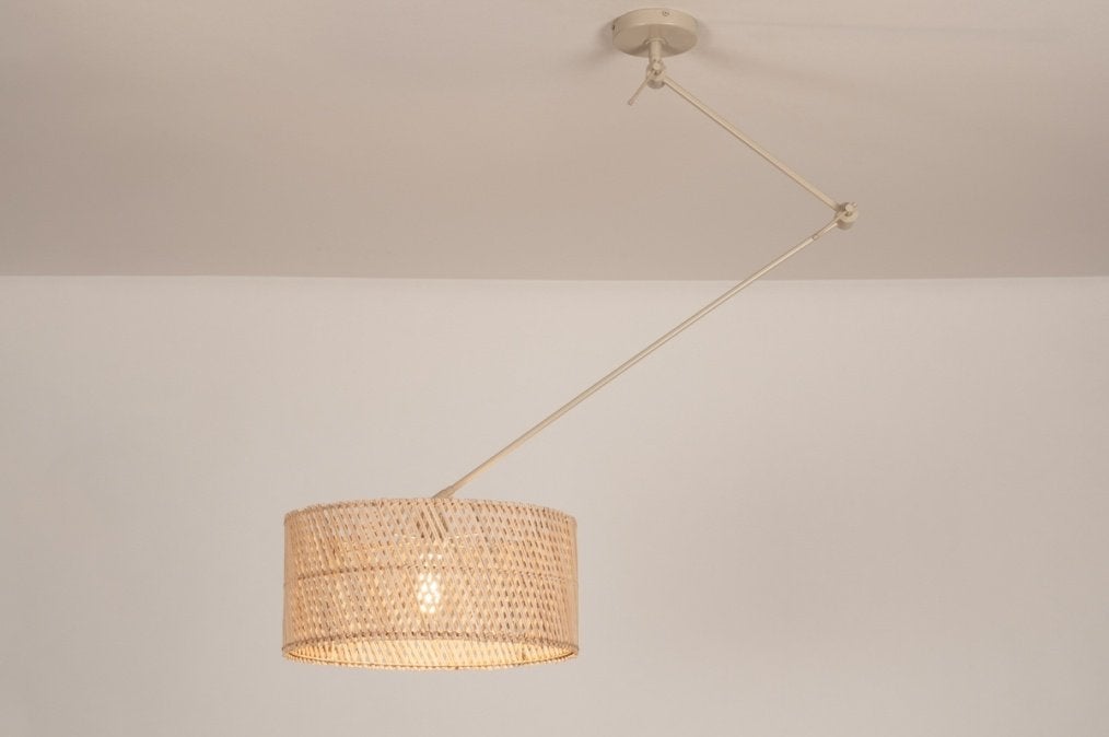 hanglamp bamboe riet 40cm of 30 kap bank tafel eethoek lamp, Ophalen of Verzenden, Nieuw, Hout