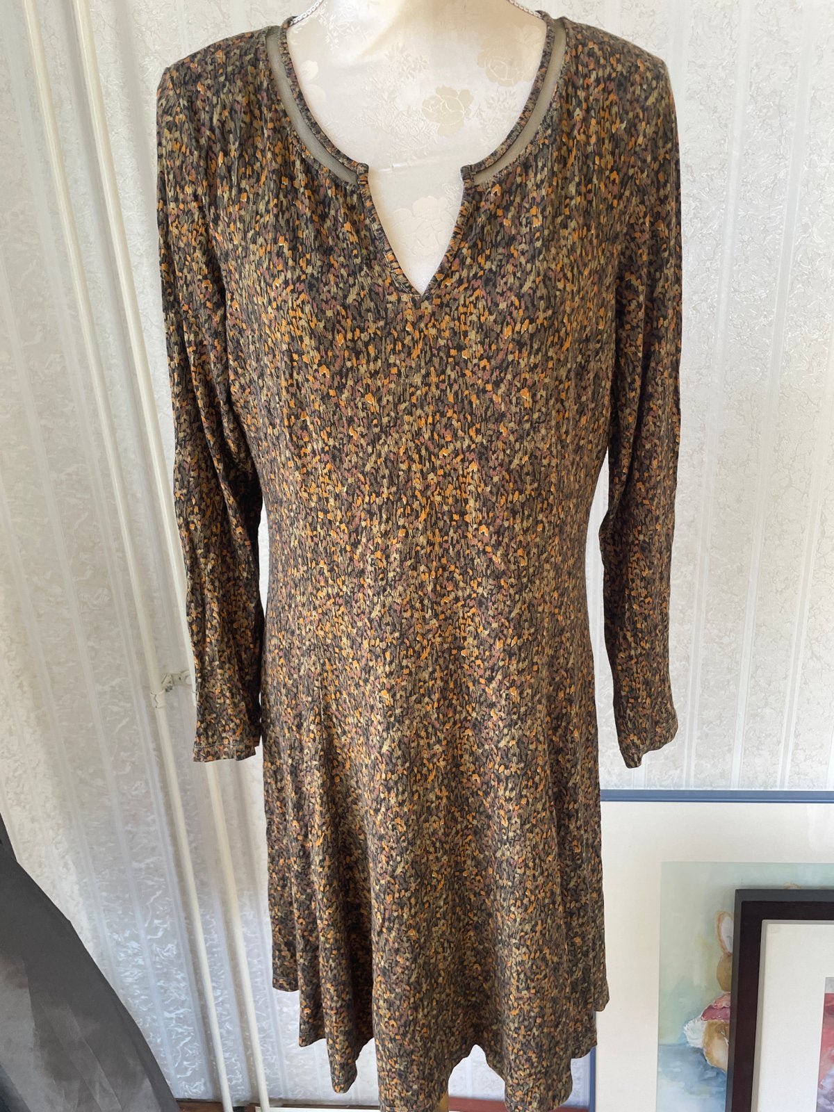 Sandwich jurk met print, maat XL, Meerkleurig, Maat 42/44 (L), Ophalen of Verzenden, Knielengte