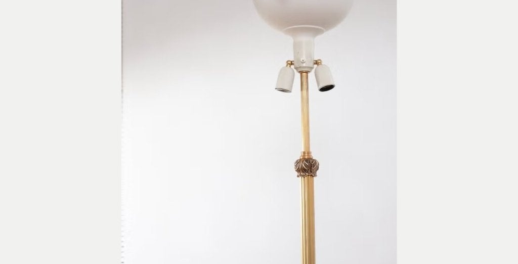 Franse messing staande lamp Empire stijl verguld jaren 50, Ophalen, Gebruikt, E14 (klein), Empire stijl