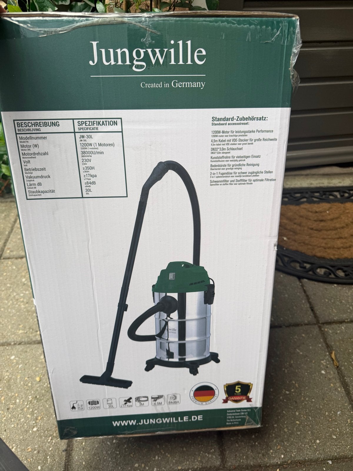 Jungwille Industriële Stofzuiger 1200W - Nieuw in doos, Witgoed en Apparatuur, Stofzuigers, Ophalen, Nieuw, Industriële stofzuiger