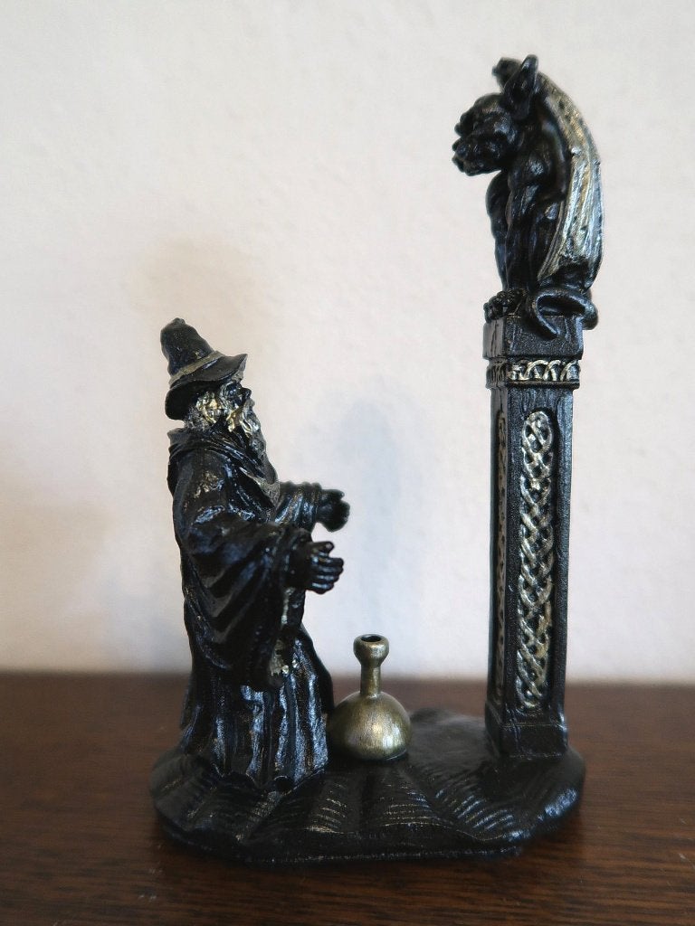 tovenaar dark wizard, warlock gargoyle luxe brons goud-kleur, Ophalen of Verzenden, Nieuw, Fantasy