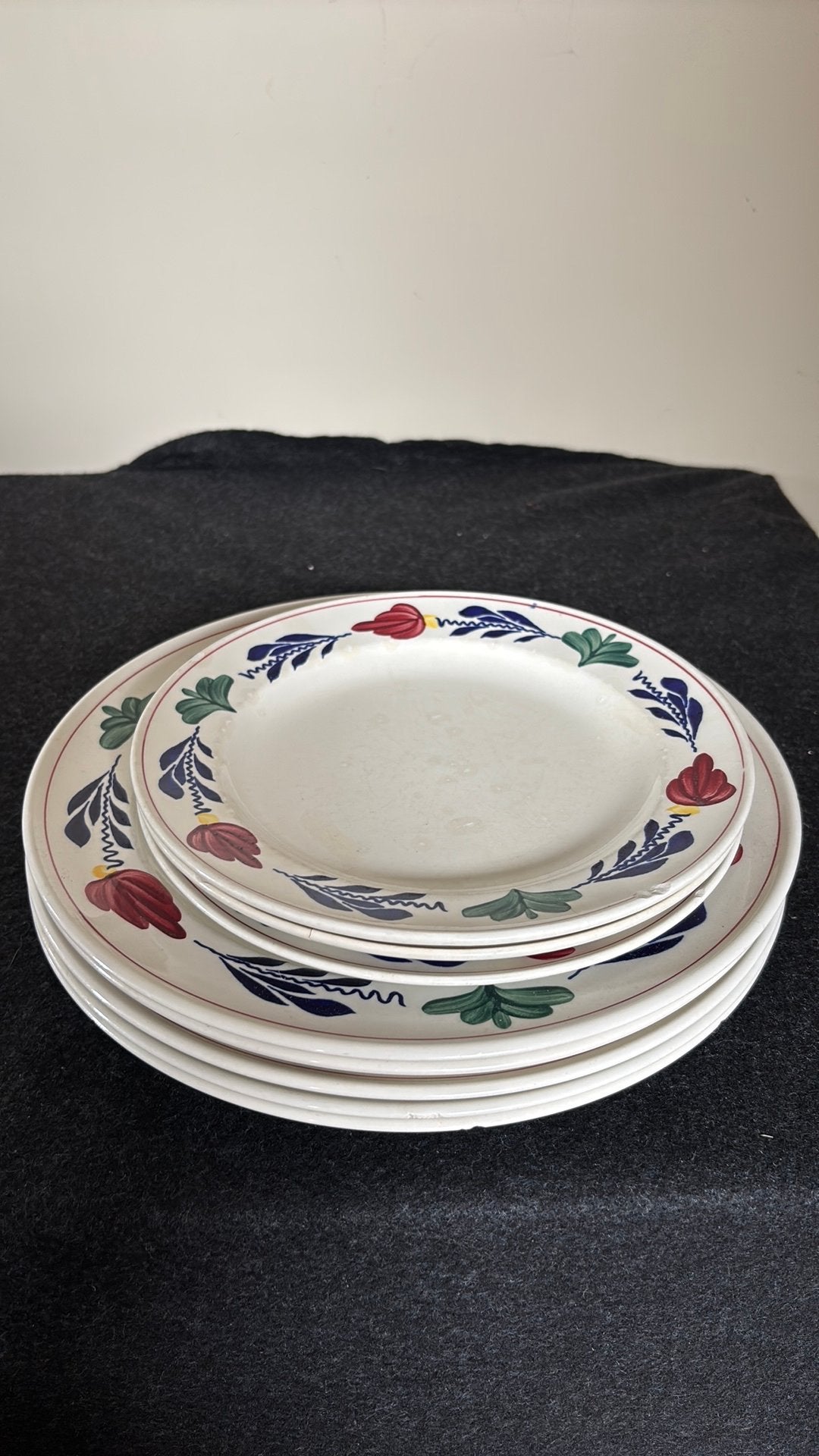 Restant boerenbont servies 5 x plat bord, 3 x ontbijtbord, Gebruikt, Ophalen of Verzenden, Bord(en), Overige stijlen