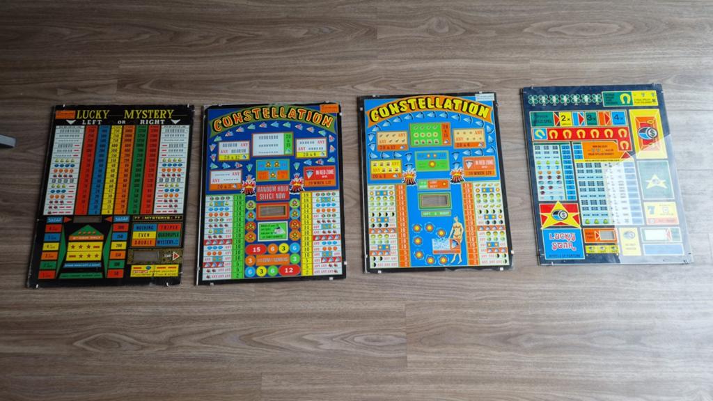4 frontpanelen voor gokkasten / fruitmachines vintage, Ophalen of Verzenden, Gebruikt