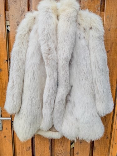 Witte Spotted Vossenbont Bontjas | Dames Maat XXL, Kleding | Dames, Jassen | Winter, Verzenden, Zo goed als nieuw, Maat 46/48 (XL) of groter