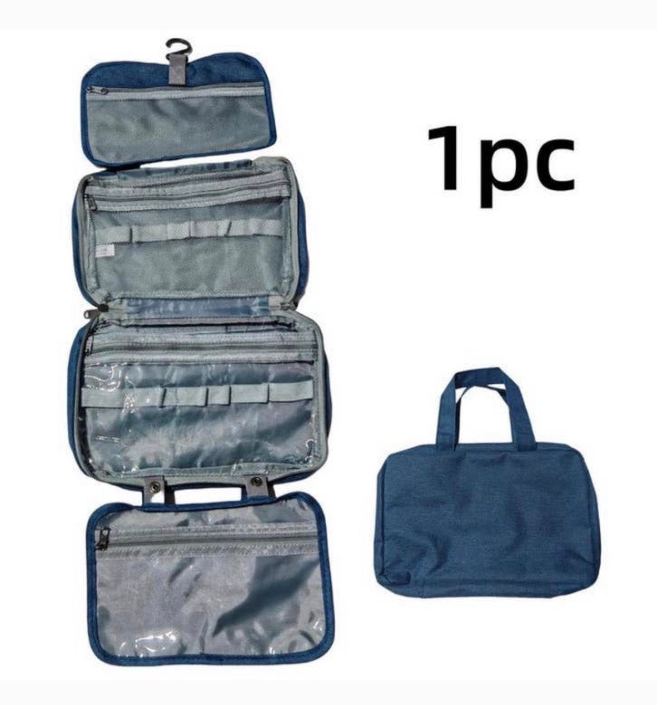 Compacte Opvouwbare Toilettas reistas + Ophanghaak 30x20cm, Blauw, Nieuw, Ophalen of Verzenden, H