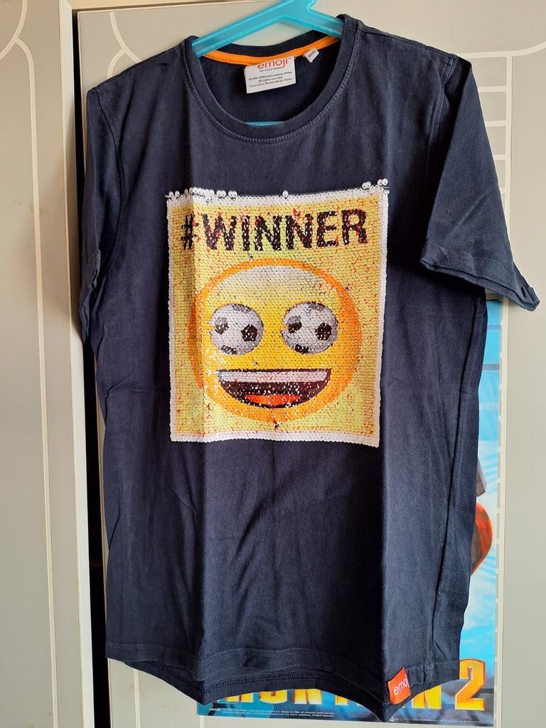 Emoji omkeerbare palletjes shirtje mt 146/152, Ophalen of Verzenden, Zo goed als nieuw, Emoji, Shirt of Longsleeve