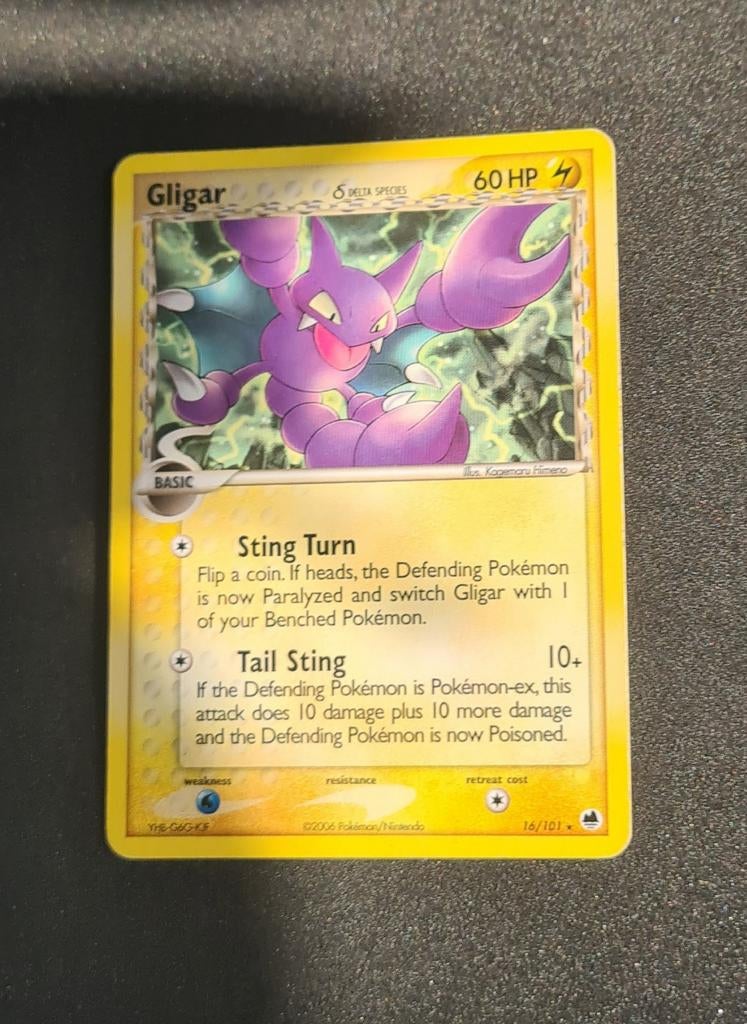 Gligar 16/101 Ex Dragon Frontiers Holo Pokémon kaart, Ophalen, Zo goed als nieuw, Losse kaart