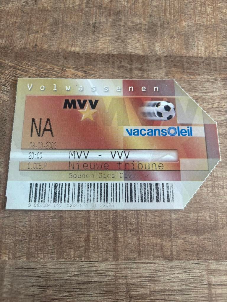 MVV - VVV Ticket 08-03-2002, Ophalen of Verzenden, Overige binnenlandse clubs, Overige typen