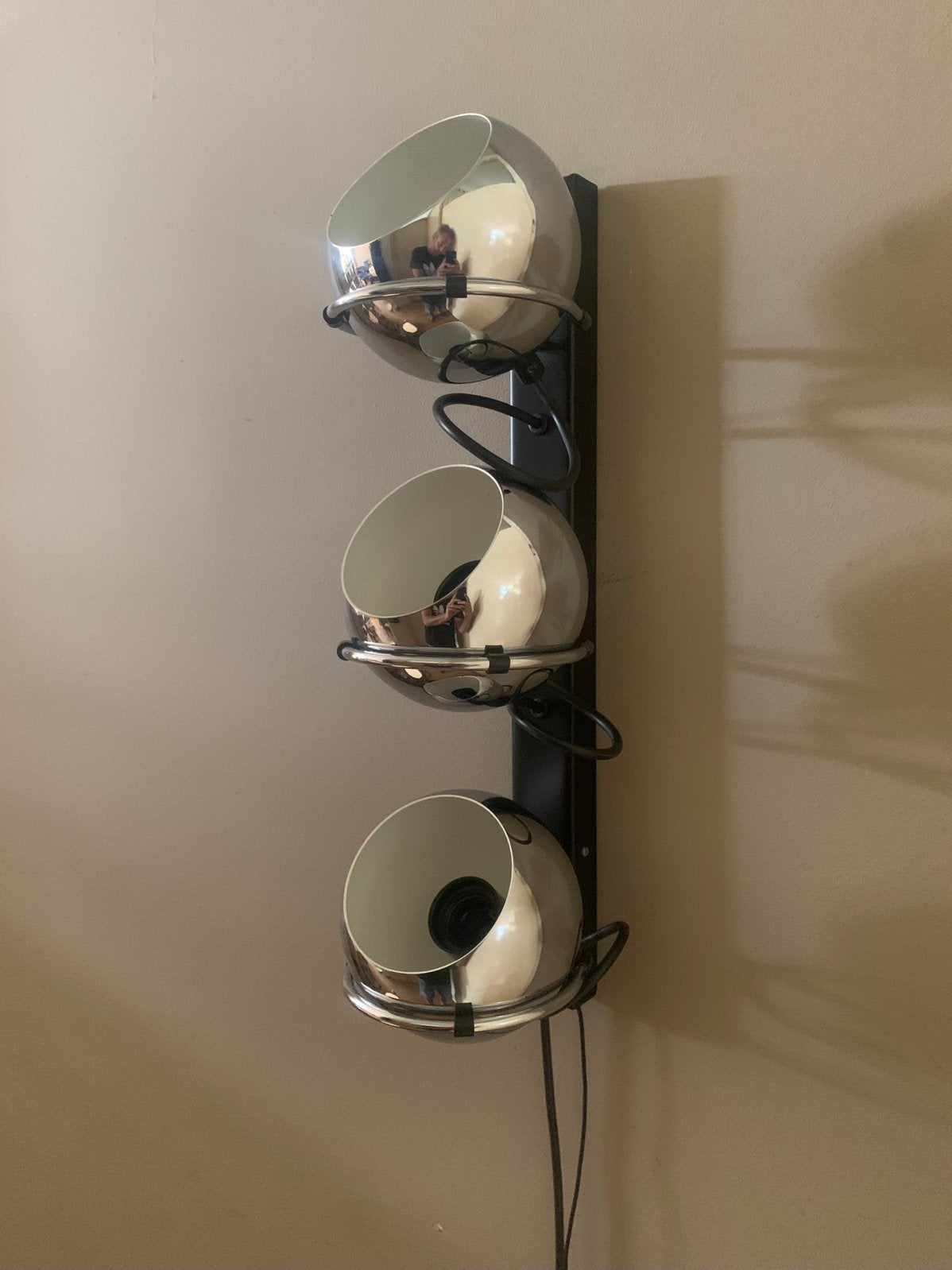 Vintage Gepo wandlamp bollen lamp, Met schakelaar, Zo goed als nieuw, Overige merken, Metaal