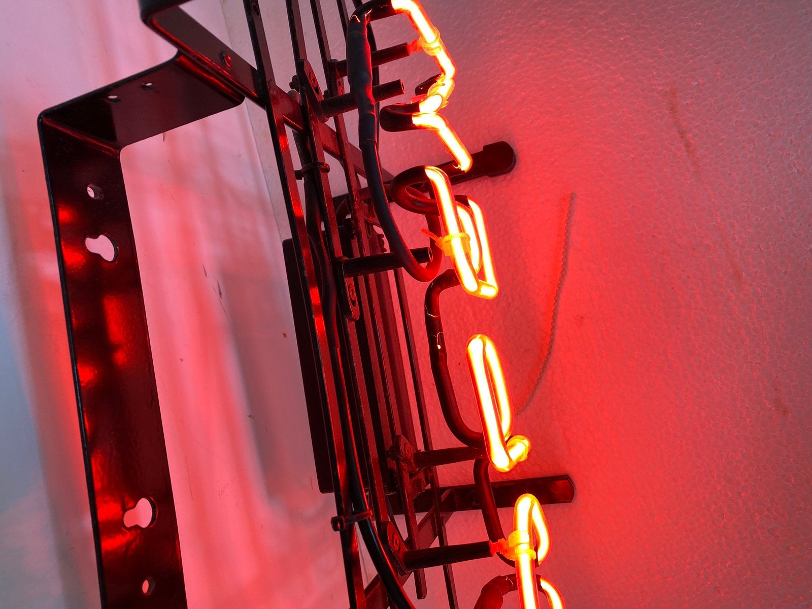 Neonreclame OPEN , jaren 80, Verzamelen, Ophalen, Gebruikt, Lichtbak of (neon) lamp, Onbekend