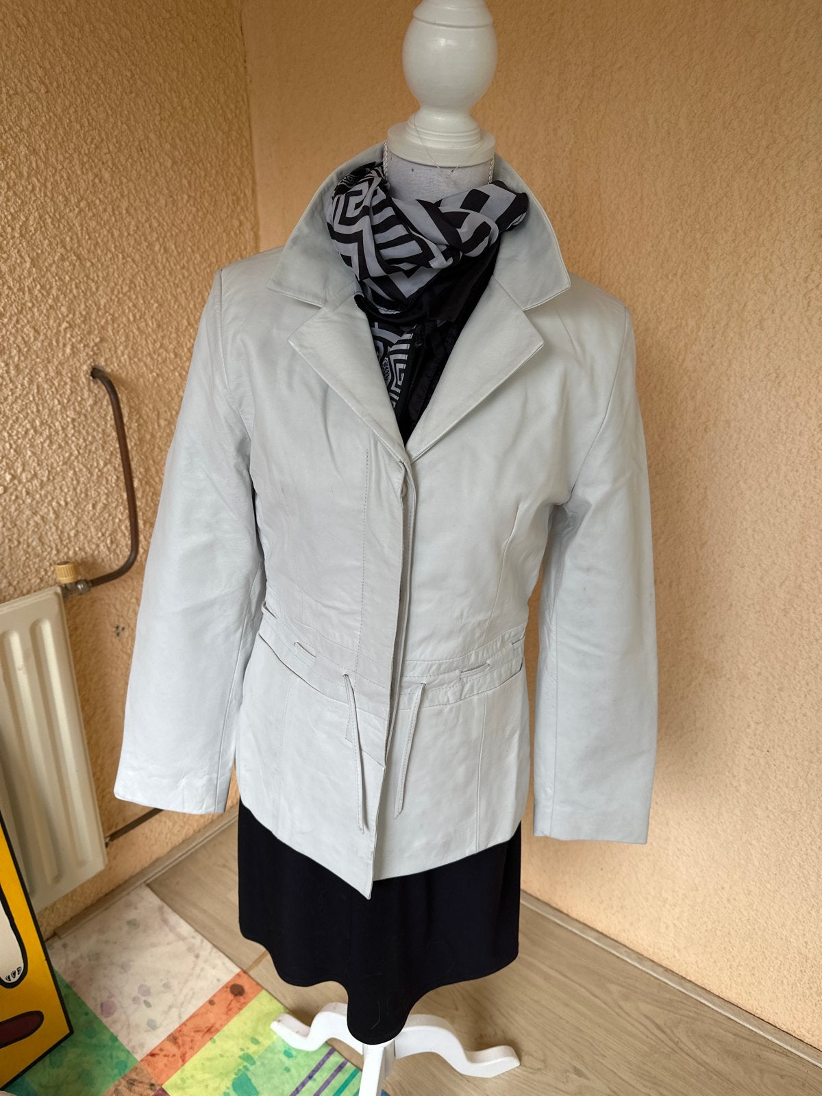 S&B Fashion Leren Jasje - Echt Lam Leder - Maat XL, Kleding | Dames, Ophalen, Zo goed als nieuw, Maat 38/40 (M), Wit