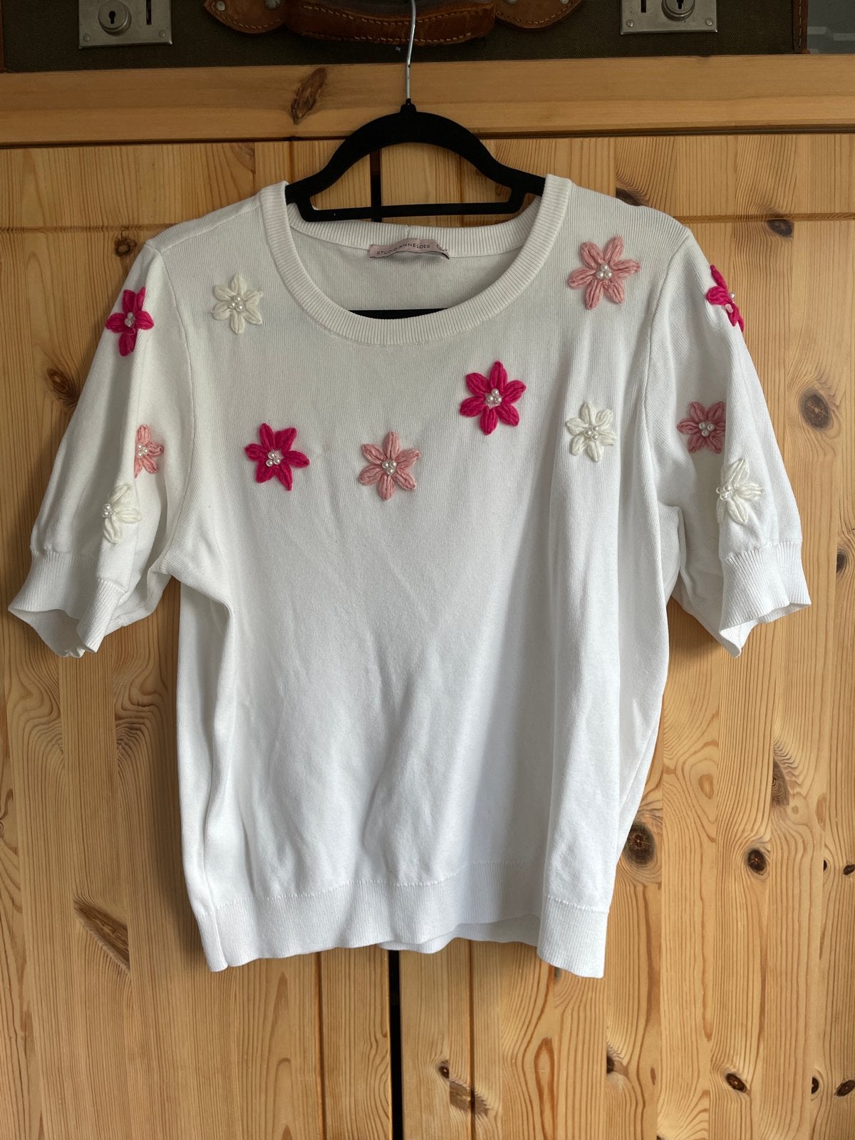 Witte gebloemde top Studio Anneloes, Wit, Maat 42/44 (L), Ophalen of Verzenden, Zo goed als nieuw