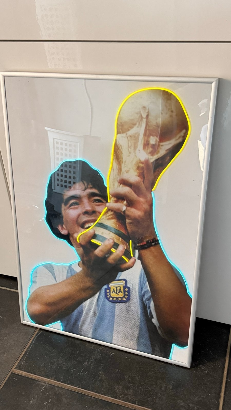 Maradona WK Trofee Neon Kunst Print, Ophalen of Verzenden, Zo goed als nieuw, Buitenlandse clubs, Shirt