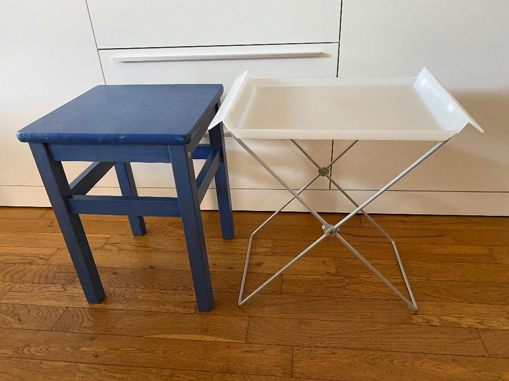 Krukje Ikea 33 x 33 x 45 cm. Tafeltje/Dienblad 45 x 30 x 48., Ophalen of Verzenden, Zo goed als nieuw, Hout