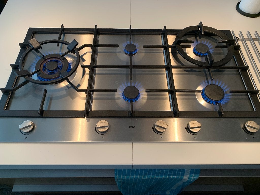 5 pits inbouw gaskookplaat merk ATAG 90cm HG9711BA1E/A2, Ophalen, Gebruikt, Inbouw, Gas