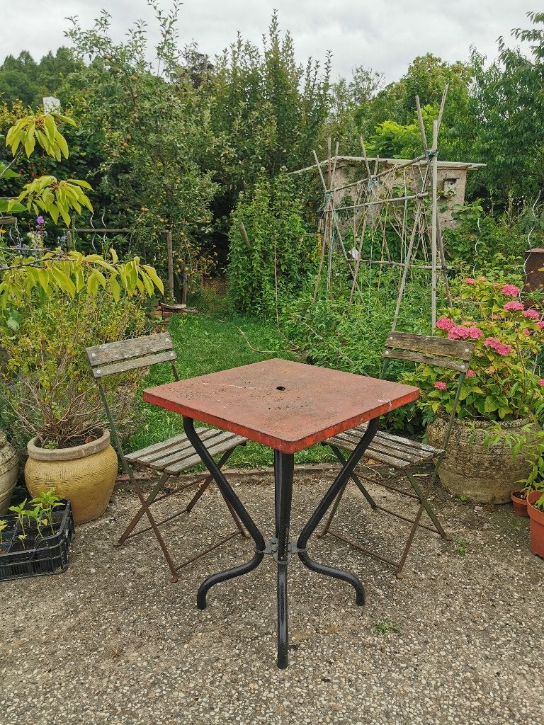 Vintage Tolix terrastafel/tuintafel, Ophalen, Gebruikt, Rechthoekig, Metaal