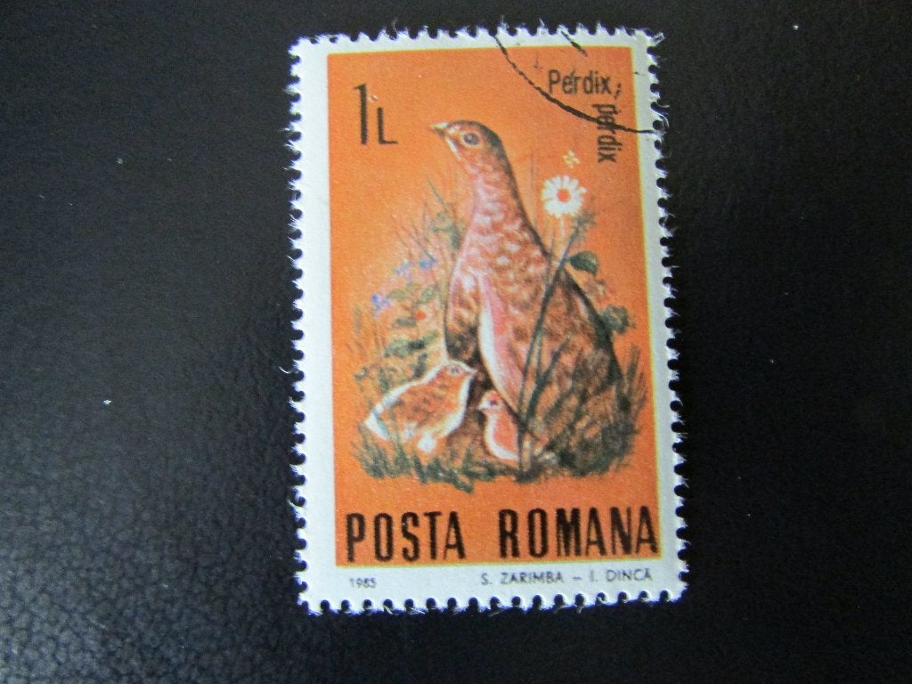 Postzegel Vogel: Patrijs uit Roemenië, Ophalen of Verzenden, Gestempeld, Dier of Natuur