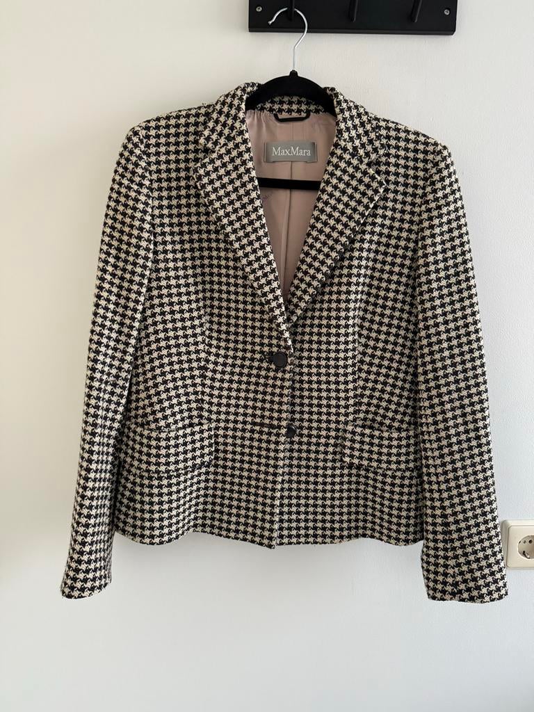 MaxMara Jasje - Pied-de-poule - Zo goed als nieuw, Maat 38/40 (M), Zwart, Ophalen of Verzenden, Zo goed als nieuw