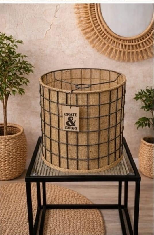 Nieuwe Crate & Cargo Jute Lampenkap - Industrieel Design, Huis en Inrichting, 25 tot 50 cm, Industrieel, Landelijk, Natuurlijk