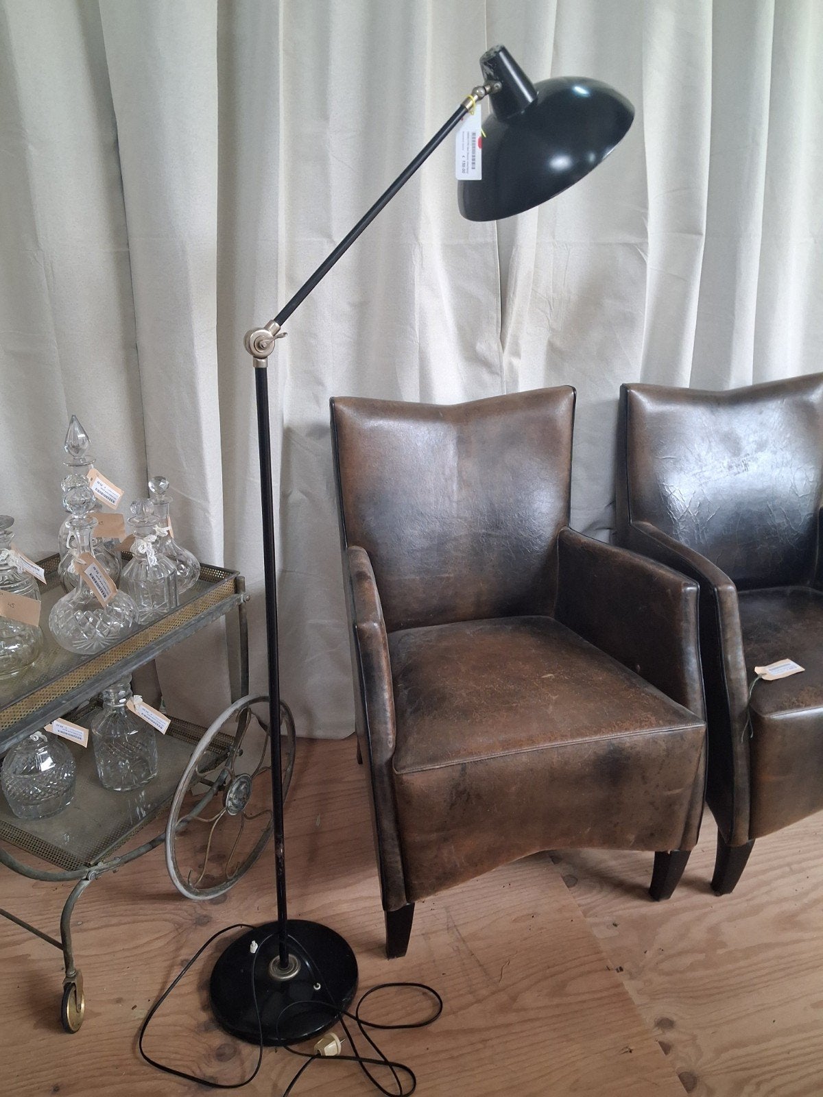 vintage Van Doorn vloerlamp,  nieuwe bekabeling, Ophalen, Gebruikt, Vintage, E27 (groot)