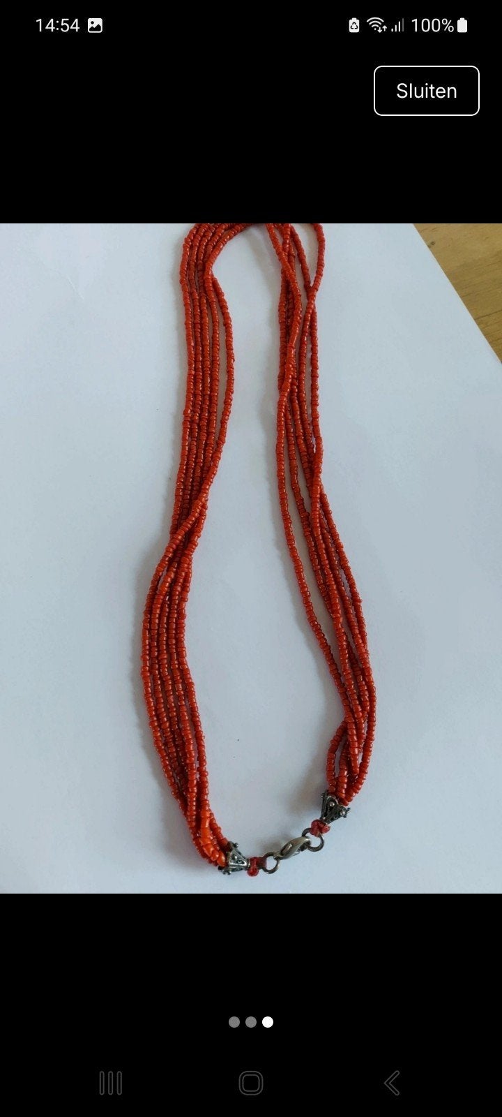 Bloedkoralen ketting met zilveren sluiting, Ophalen of Verzenden, Gebruikt, Rood, Steen of Mineraal