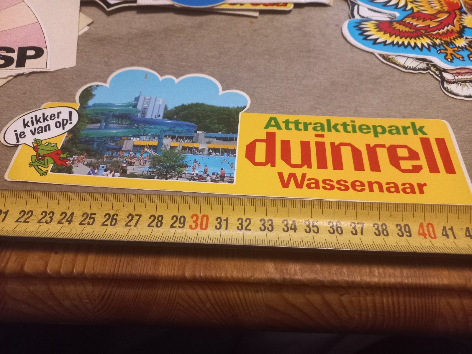 Vintage Duinrell Attractiepark Sticker - Kikker je van op!, Ophalen of Verzenden