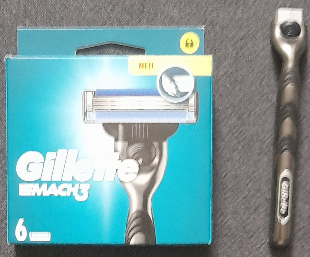 Gillette Mach3 scheermesjes 6 stuks met houdertje, Ophalen of Verzenden, Nieuw, Gehele gezicht, Verzorging