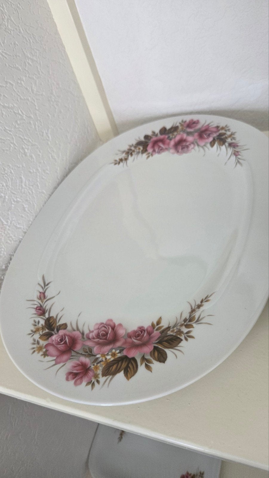 Ovale serveerschaal met rozenmotief - Royal Schwabap, Ophalen, Gebruikt, Overige merken, Klassiek