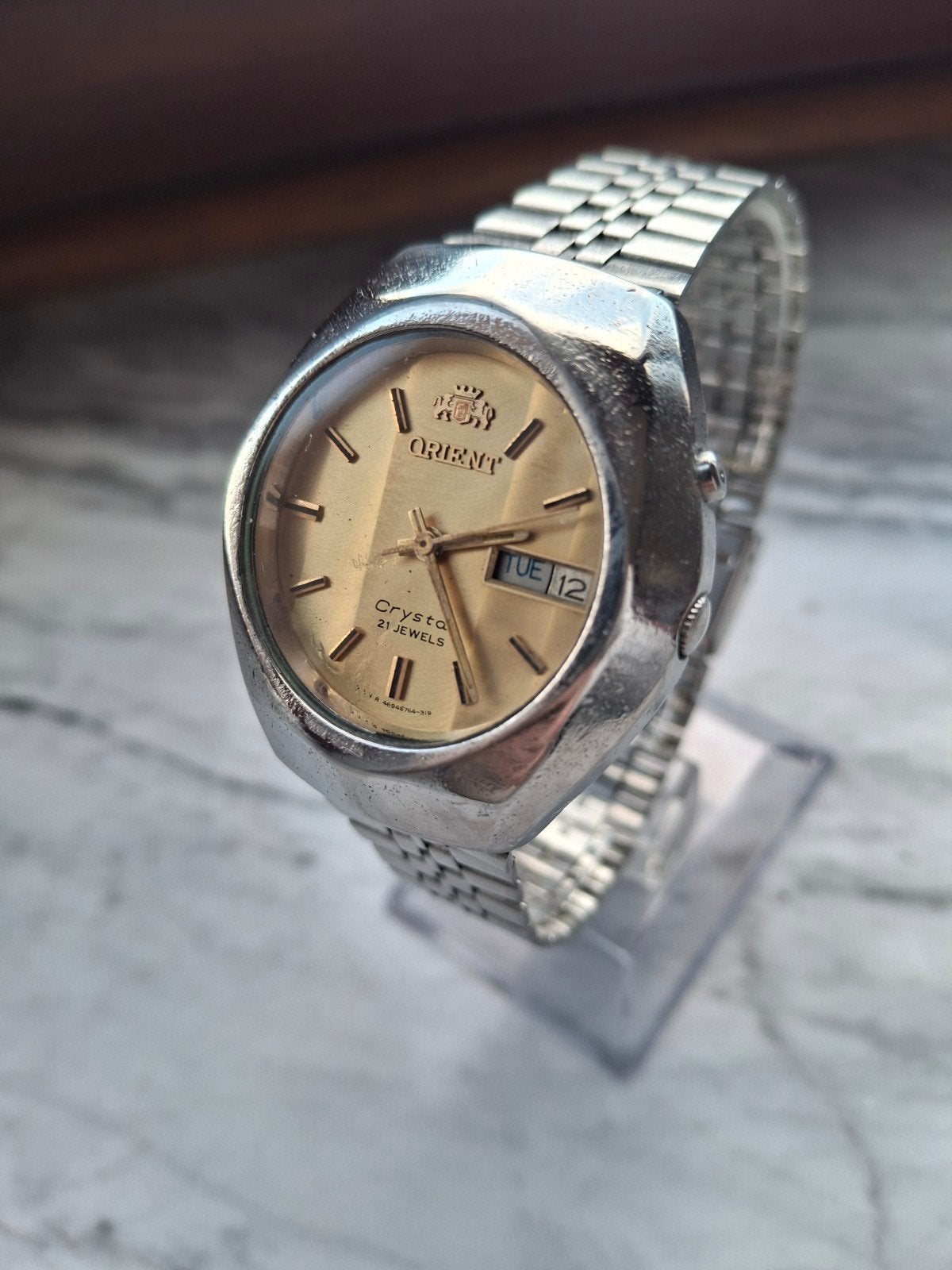 Vintage Orient Crystal Automatic 21 Jewels Day-Date, Verzenden, Gebruikt