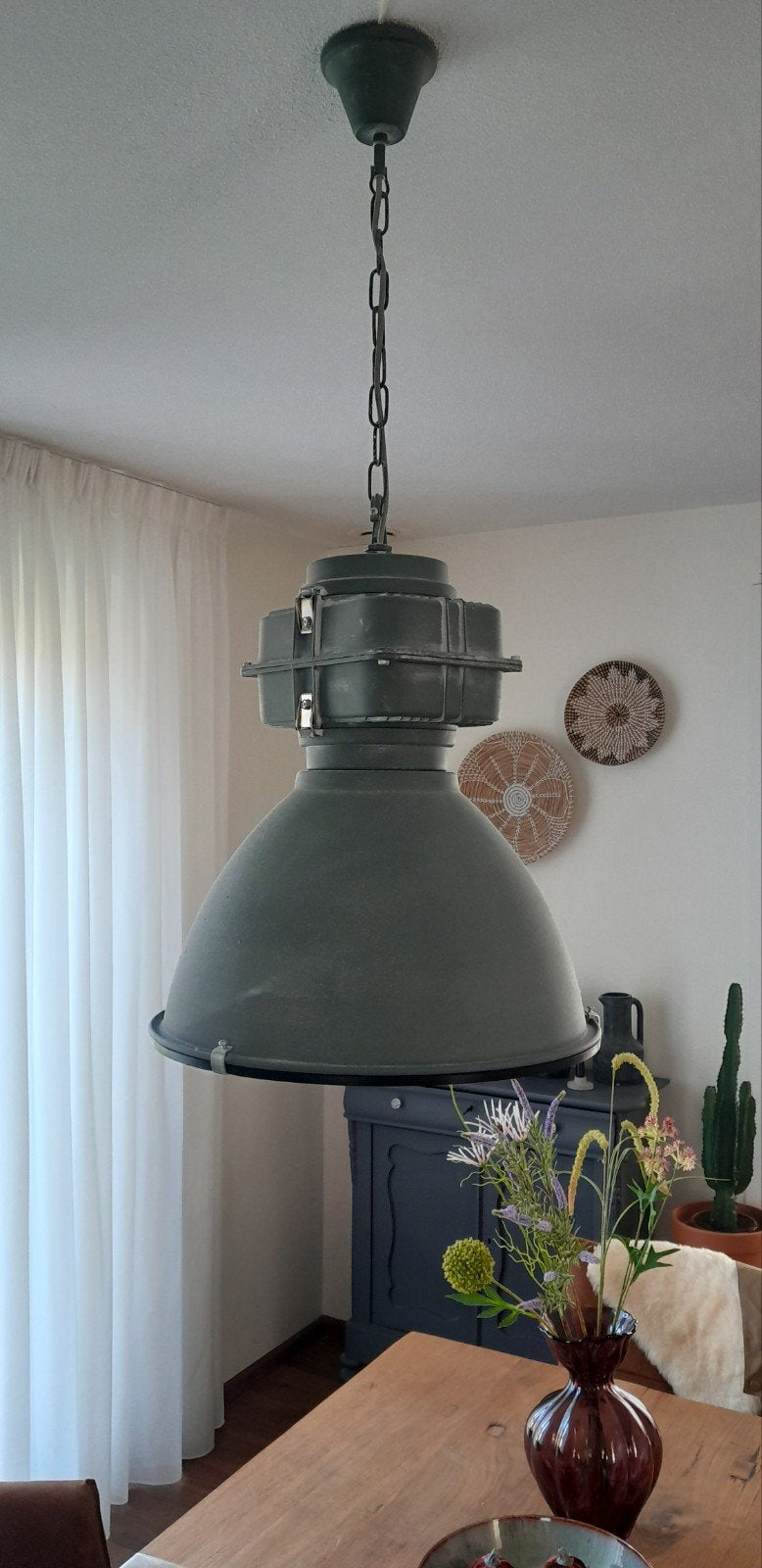 Industriële hanglamp - Grote fabriekslamp, Ophalen, Gebruikt, Industrieel, Vintage, Fabriekslamp, E27 (groot)
