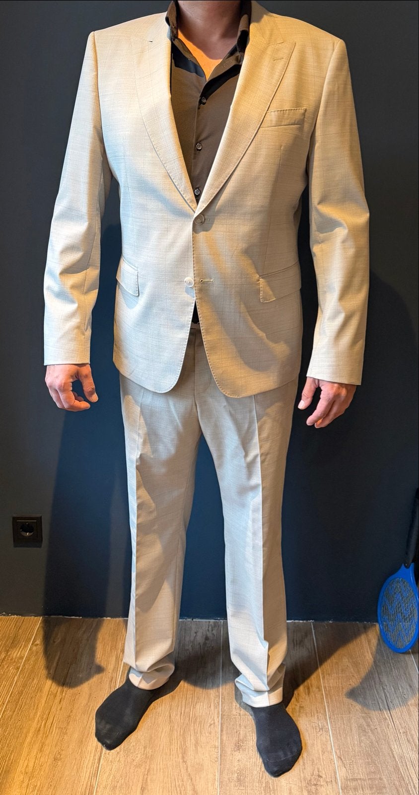 Hugo Boss Heren Pak - Maat 56 - Zo goed als nieuw, Kleding | Heren, Ophalen of Verzenden, Zo goed als nieuw, Maat 56/58 (XL), Beige