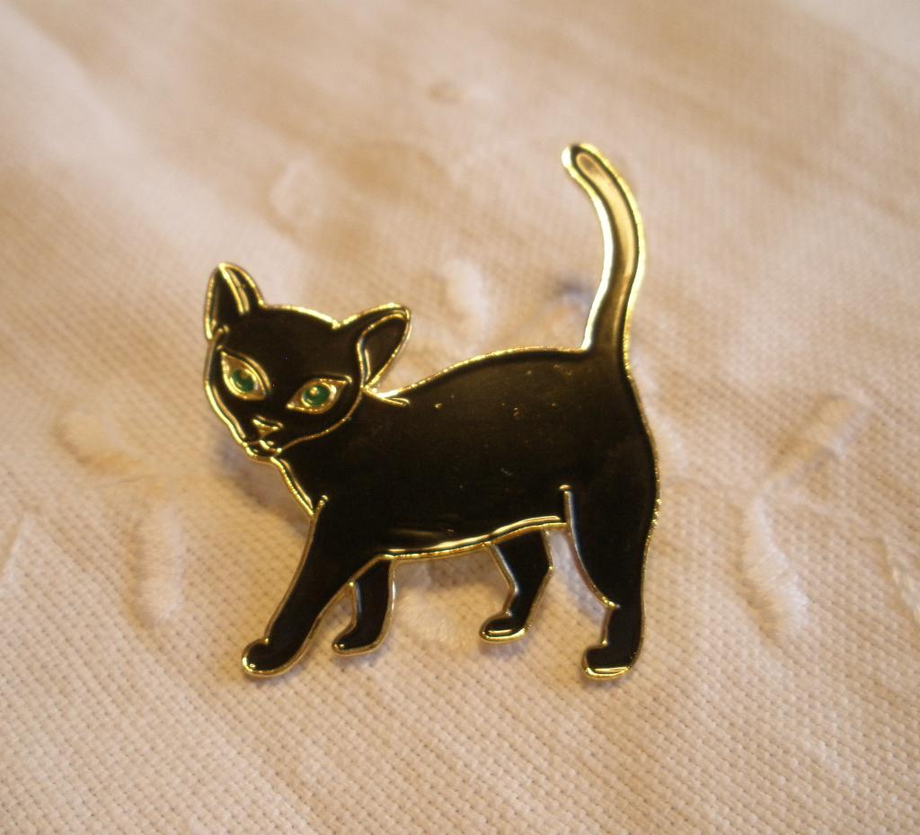 Vintage broche Poes - Zwart - Editions Atlas, Overige materialen, Zwart, Minder dan 4 cm, Ophalen of Verzenden