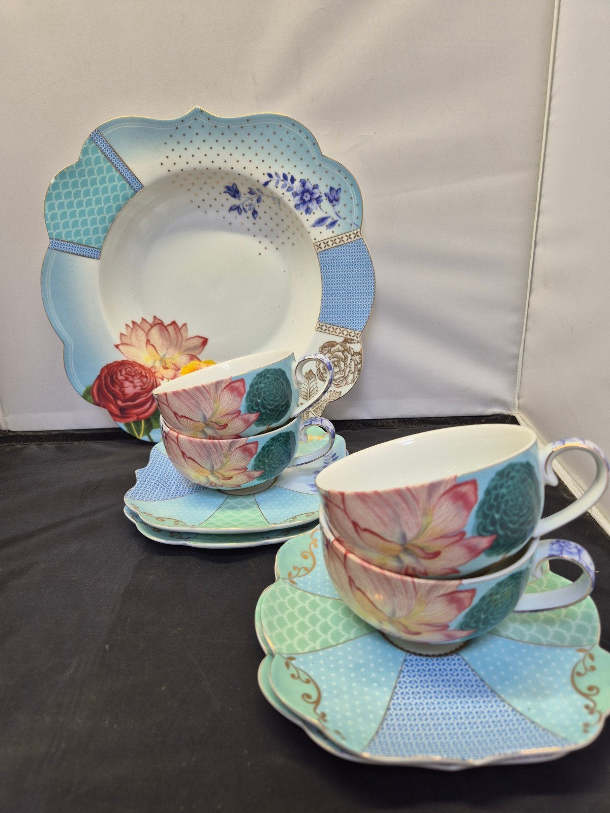 Royal Pip Studio servies: 2 kop en schotels, 1 bord, Onbekend, Ophalen of Verzenden, Zo goed als nieuw, Overige stijlen