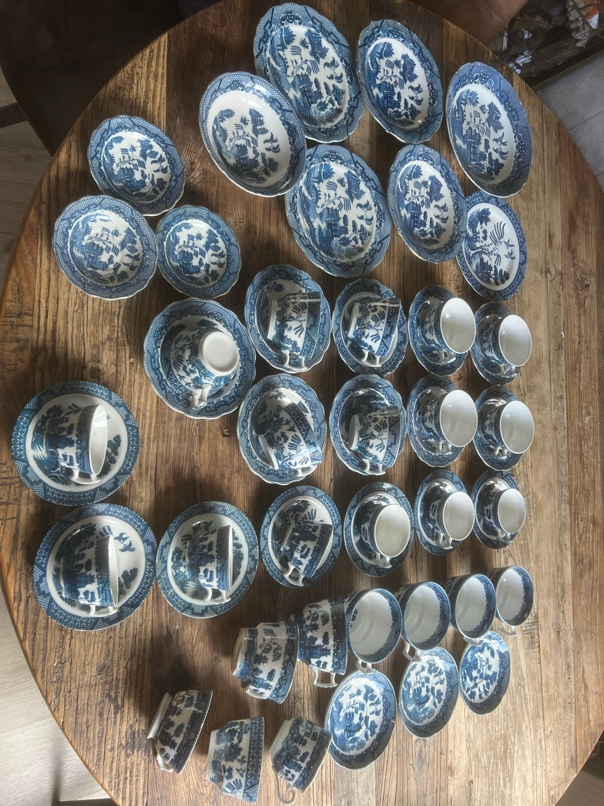 Grote collectie vintage blauw-wit porselein servies, Ophalen