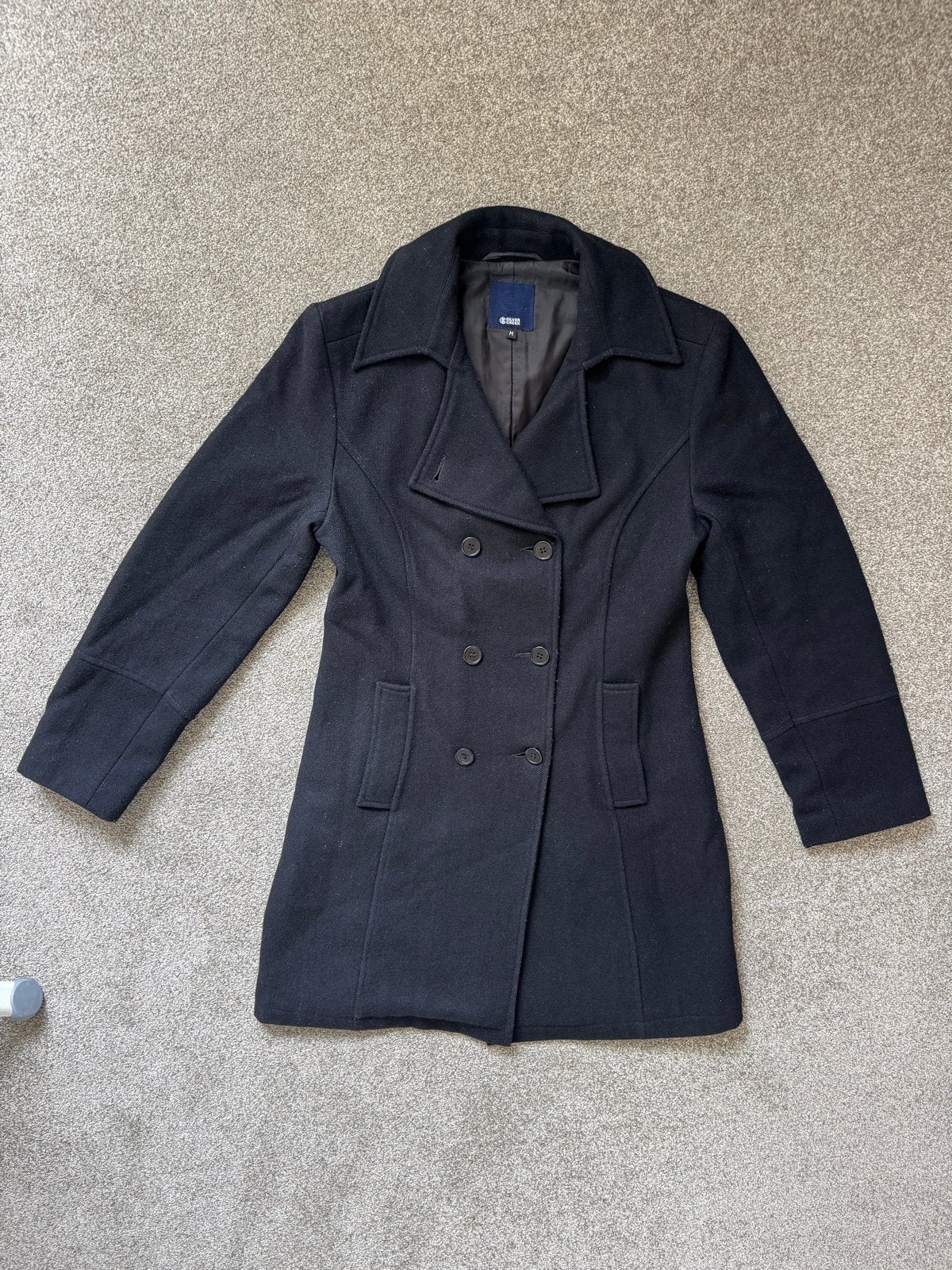 Wollen Zwarte Dames Winterjas - Maat M, Ophalen of Verzenden, Gedragen, Maat 38/40 (M), Zwart