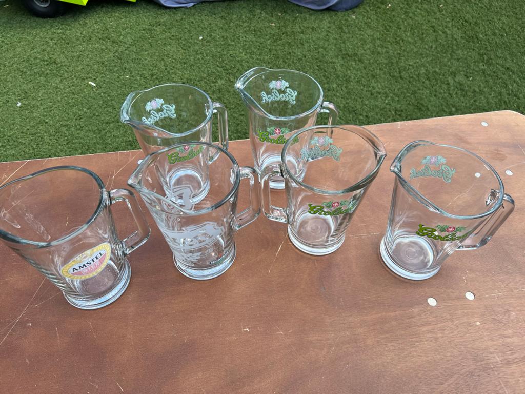 Set van 6 bierkannen: Amstel, Grolsch en heineken, Verzamelen, Biermerken, Gebruikt, Ophalen