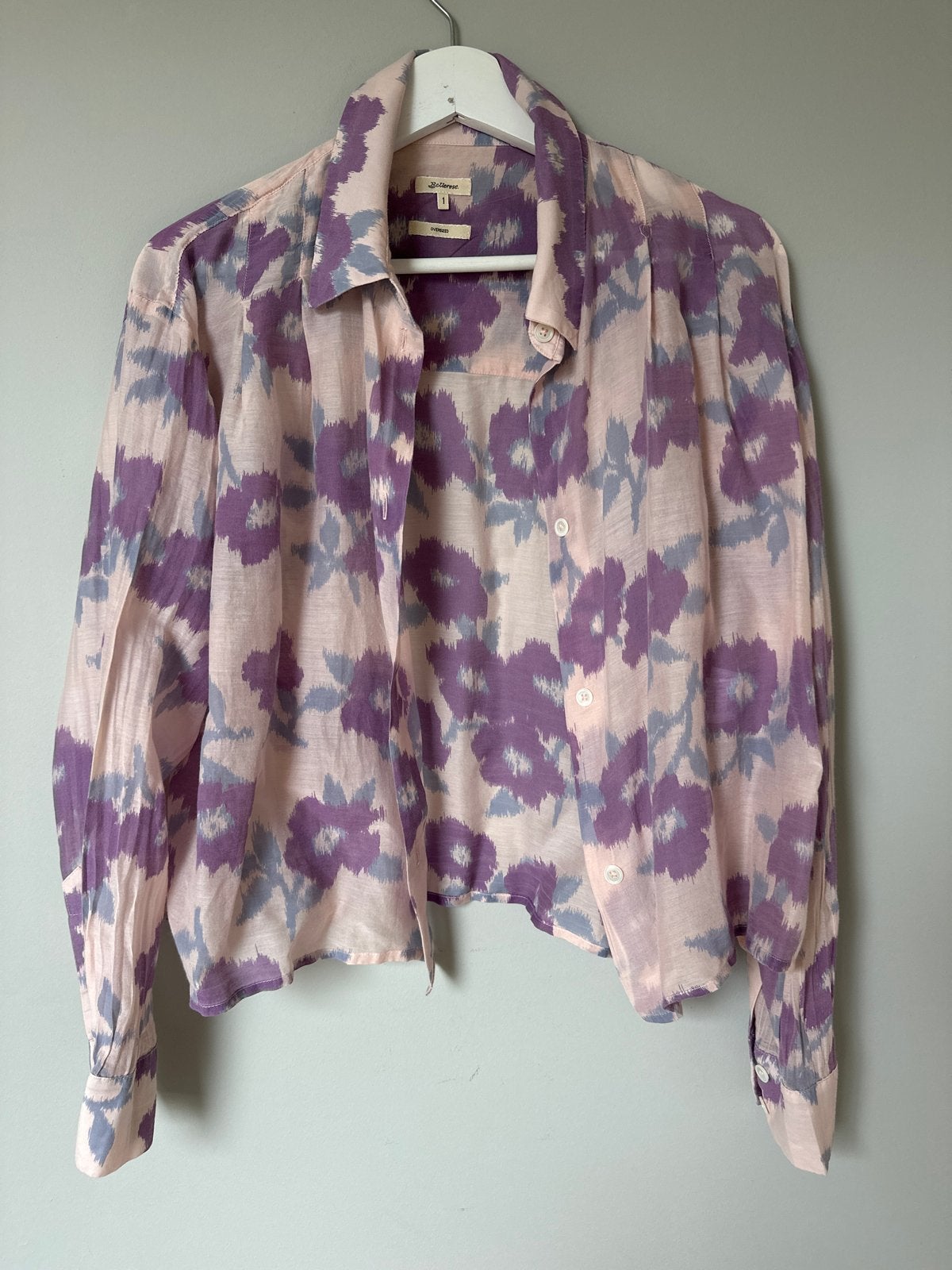 Bellerose Oversized Blouse met Bloemenprint - Maat 1, Ophalen of Verzenden, Zo goed als nieuw, Maat 36 (S), Paars