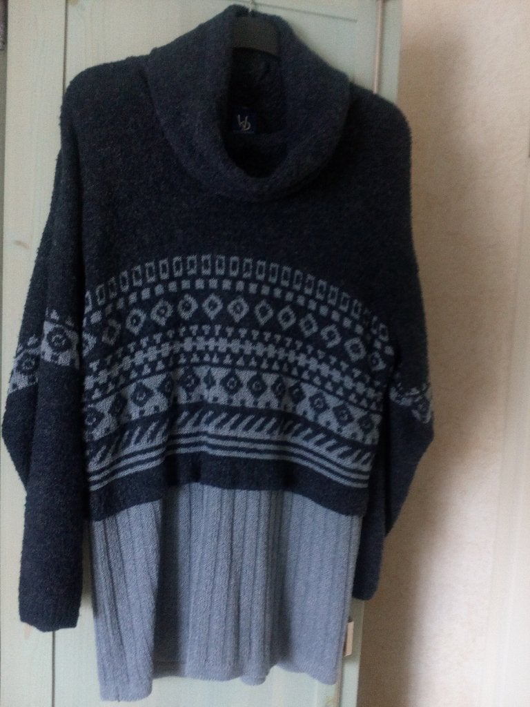Dames - gebreide trui met col en Noorse print, Maat 38/40 (M), Kreyborg, Ophalen of Verzenden, Zo goed als nieuw