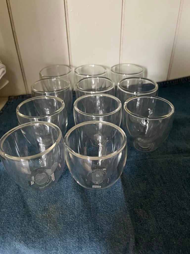 Bidum  dubbelwandige espresso glazen - set van 10, Ophalen of Verzenden, Zo goed als nieuw, Glas, Bodum