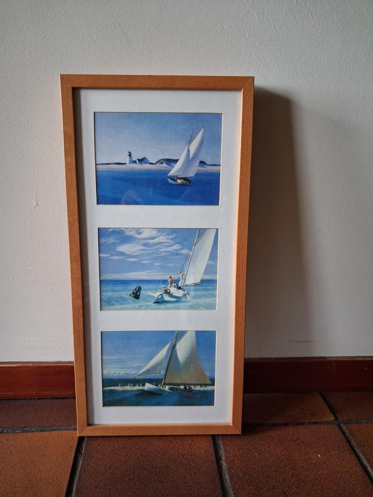 Ingelijste zeilboot schilderijen - set van 3, Ophalen of Verzenden