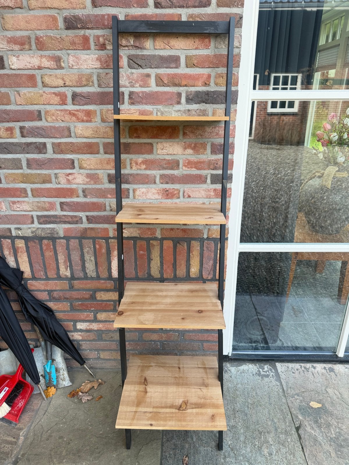 Houten ladderrek met 4 planken, Ophalen of Verzenden, Gebruikt