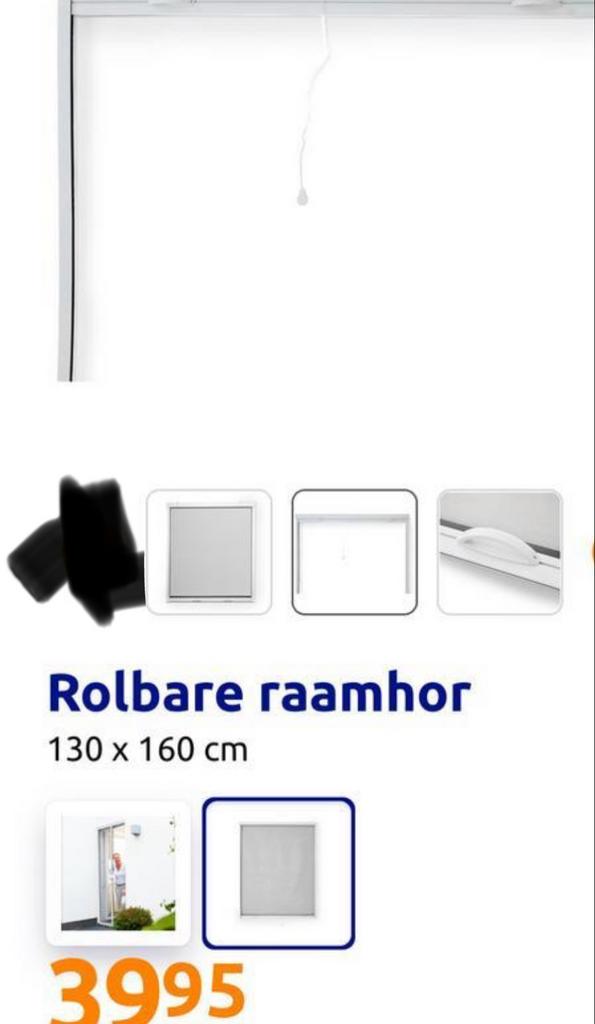 Nieuwe rolbare raamhorren (2x) wit, 130x160cm, Doe-het-zelf en Verbouw, Deuren en Horren, Ophalen, Kunststof, 120 cm of meer, Overige typen