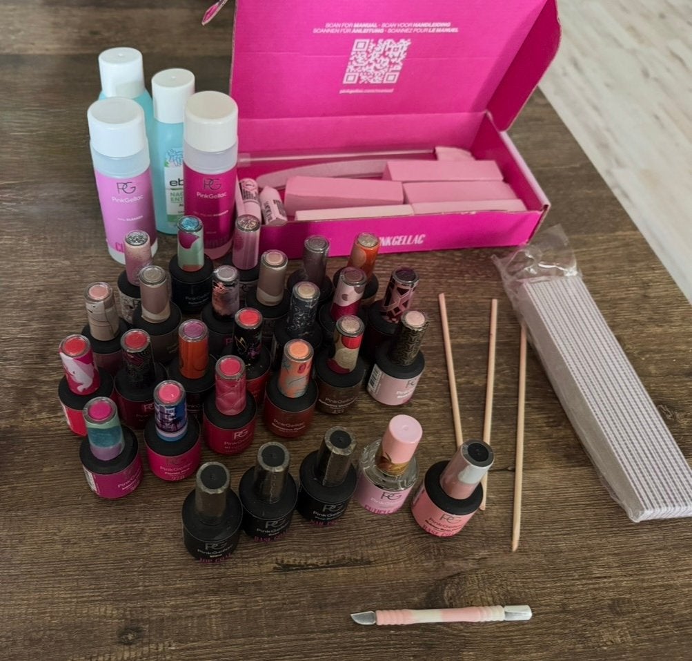 Pink gellac set, Ophalen of Verzenden, Zo goed als nieuw, Overige kleuren, Handen en Nagels