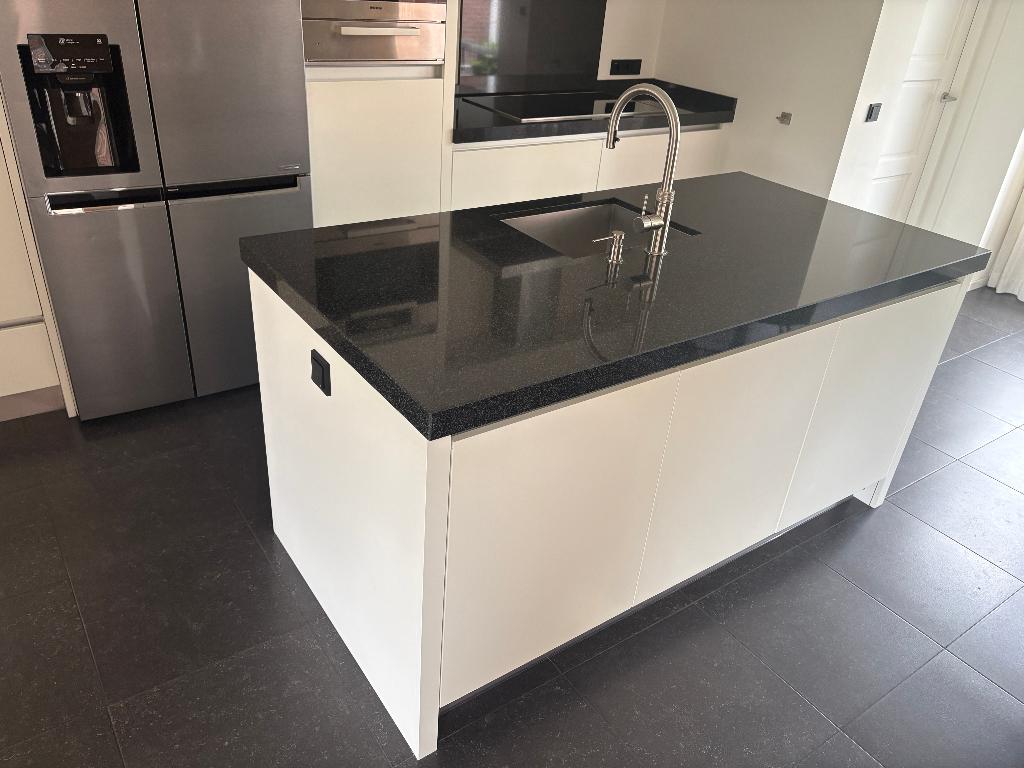 Spoeleiland met granietenblad 1,93x96x6, Ophalen, Gebruikt, Wit, Overige typen