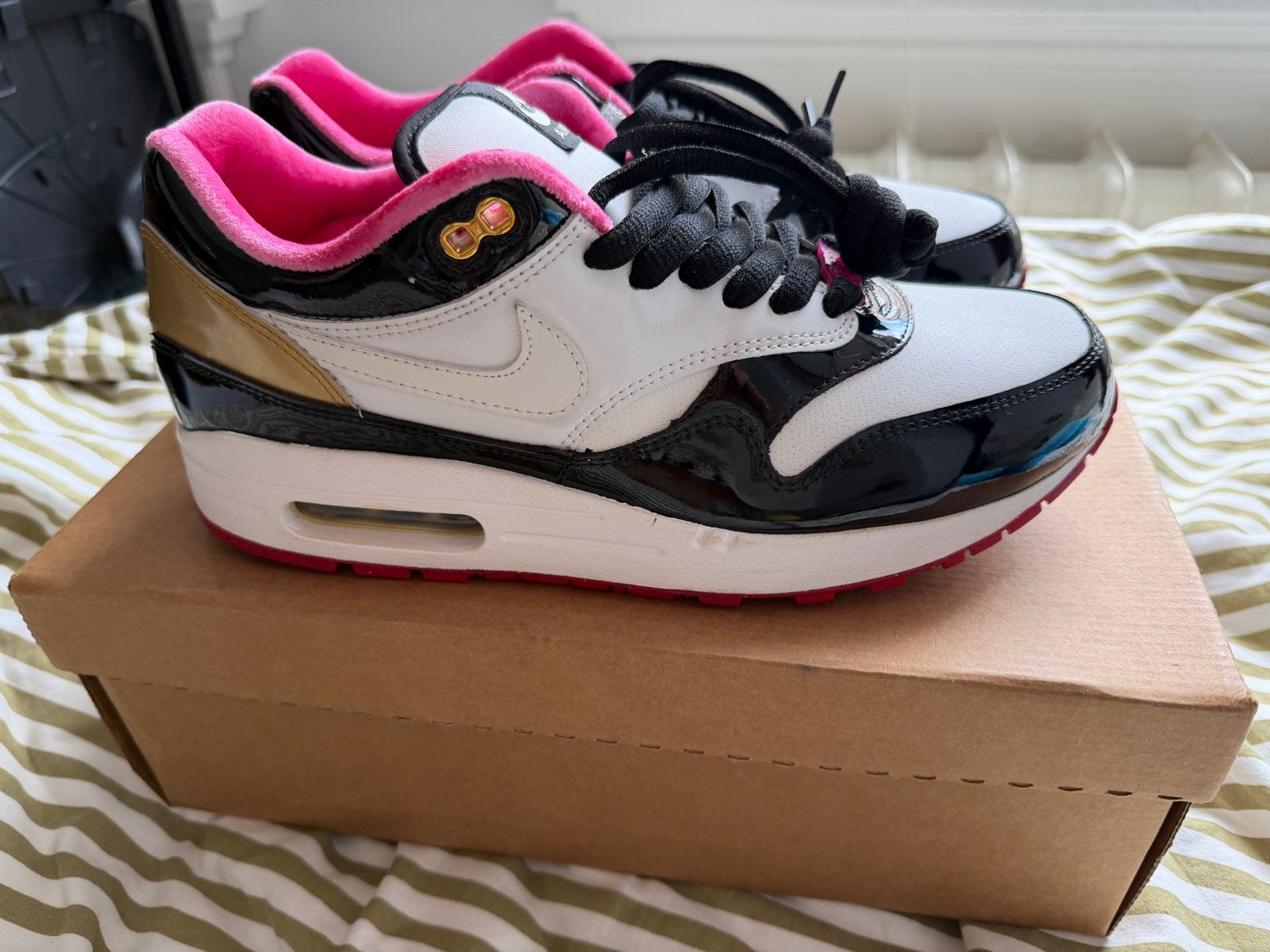 Nike Air Max 1 Grand Piano 2009 (VNDS) - Rep Box, ., Zwart, Ophalen of Verzenden, .