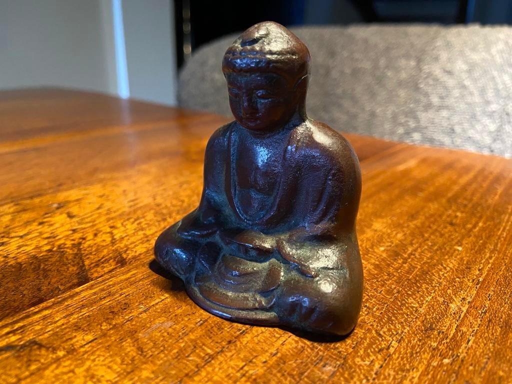 Bronzen Boeda, Oud Beeldje, Verzamelen, Religie, Ophalen of Verzenden, Zo goed als nieuw, Beeld(je), Boeddhisme