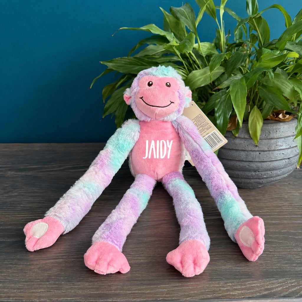 Knuffel aap roze met naam gepersonaliseerd, Ophalen of Verzenden, Nieuw, Kraamcadeau