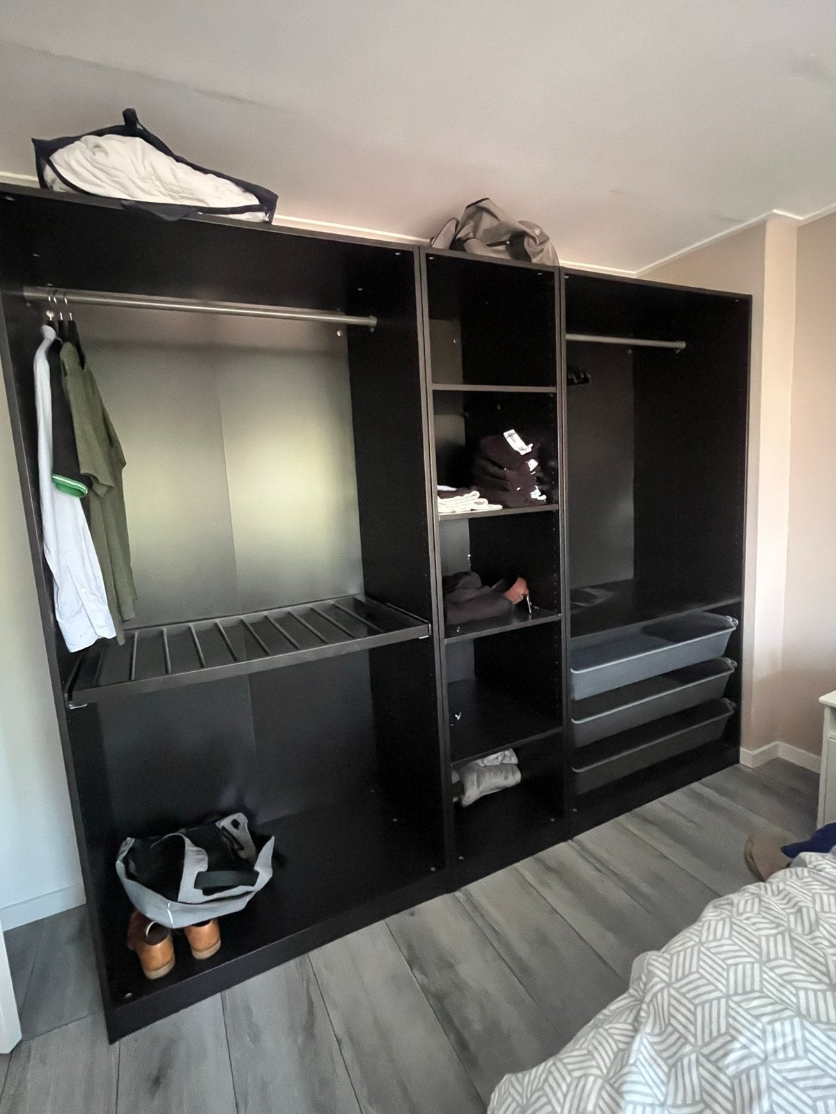 IKEA Pax Kast Zwartbruin - 3 Delen met Lades en Hangruimte, Ophalen, Gebruikt, 50 tot 75 cm, Met plank(en)